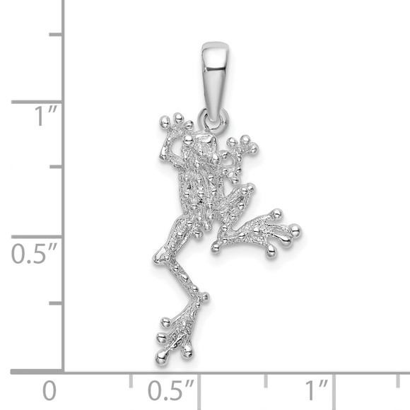 925 Sterling Silver Rhodium-plated Polished Jumping Frog Necklace Charm Pendant - Picture 4 of 4